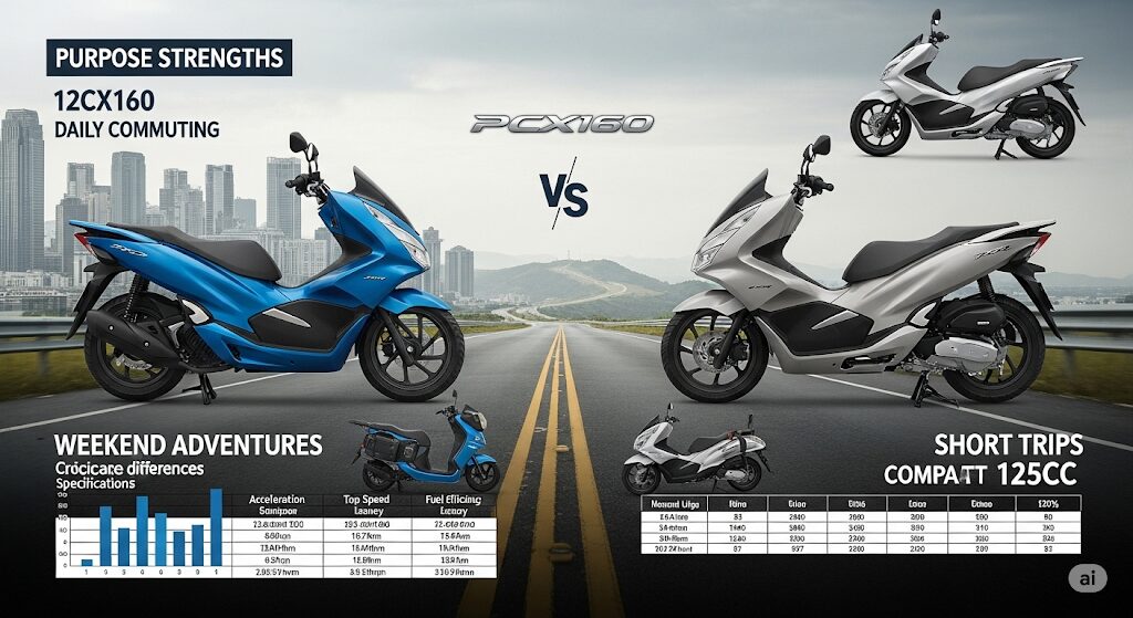 PCX160と125ccの用途別比較