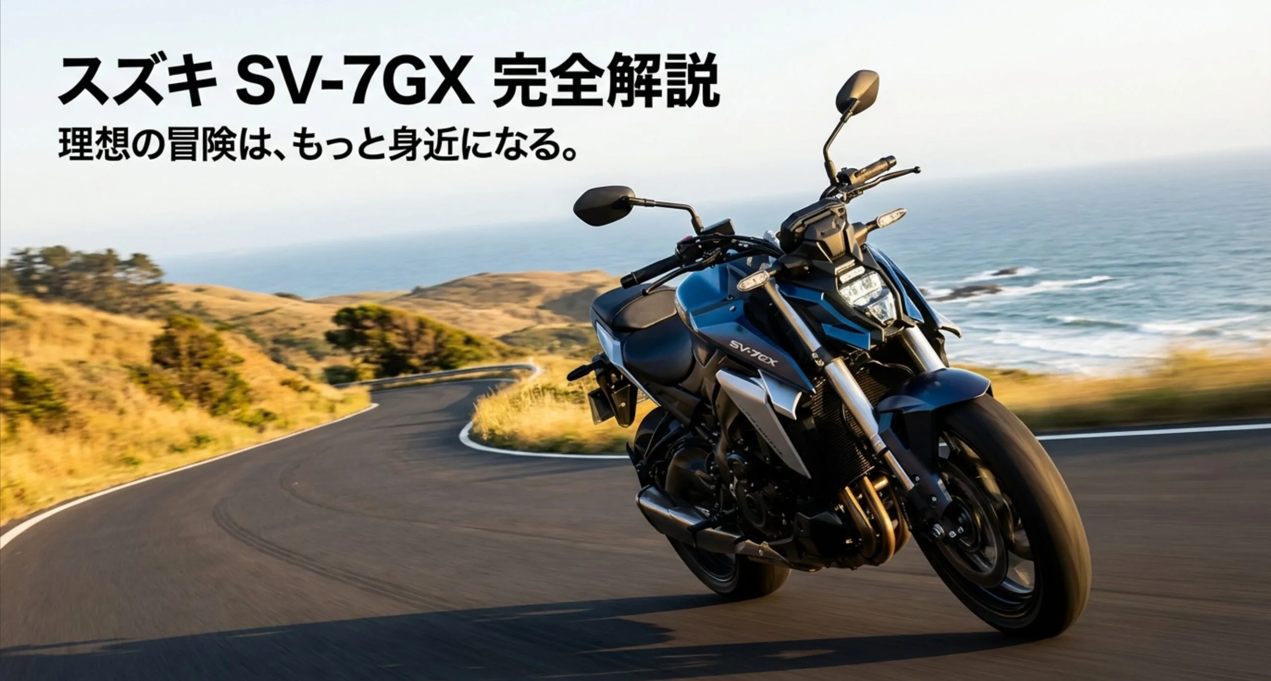 スズキの新型クロスオーバーモデル、SV-7GXの完全解説とタイトルが書かれたスライドの表紙画像。