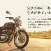 SRV250に搭載されたVツインエンジンの外観。27PSのスペックと低速トルク・高回転の伸びを両立した特性を示す解説図 。