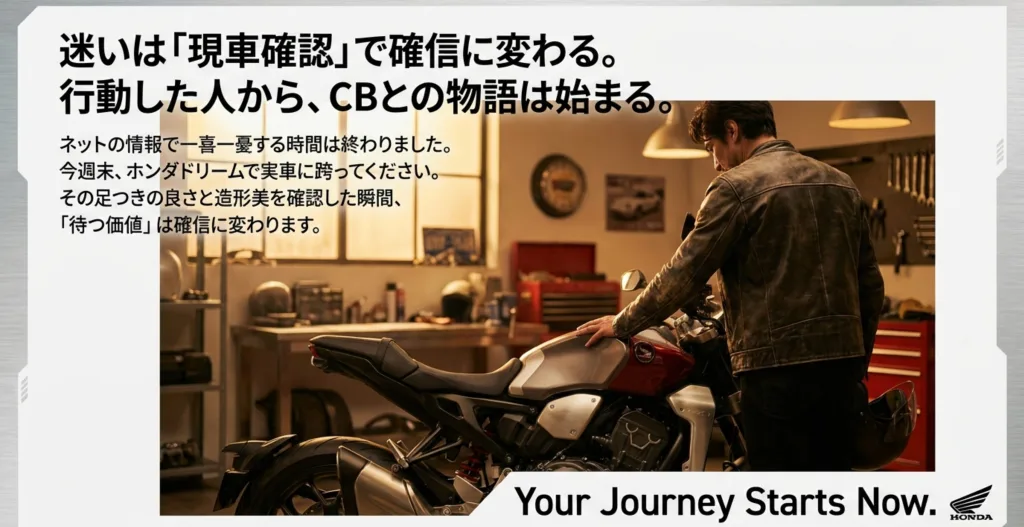 ホンダドリームでの実車確認を促すメッセージ画像